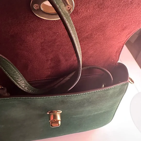 NWT Coach Satchel – Forest Green Pebbled Leather & Suede - Picture 2 of 6